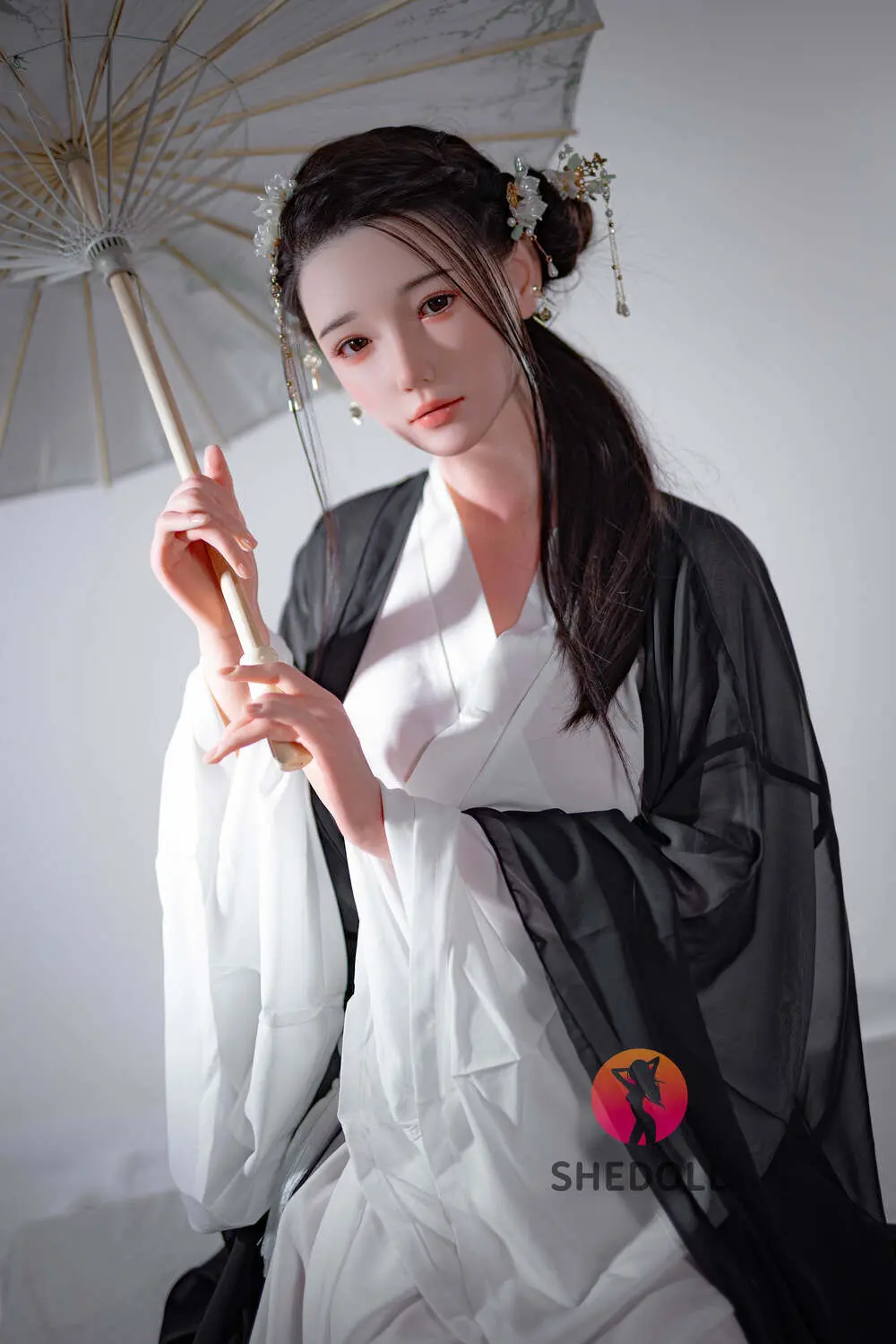 Asian Sex Doll Skinny Silicone Head & TPE Body Silicone from SHEDOLL -Achu 165