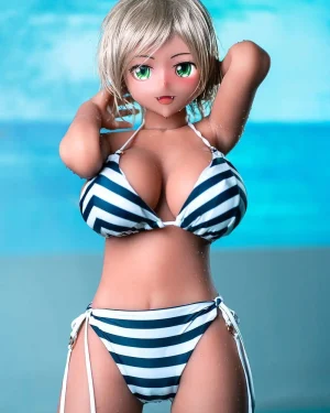 Anime Cosplay Sex Doll Curvy Silicone Head & TPE Body from Aotume Dolls -Blue 155