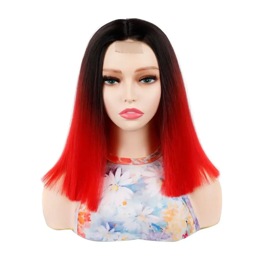 White Pink Gradient Straight Wig - Image 2